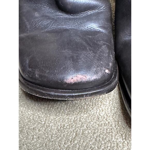 VTG Via Spiga Dk Brown Leather Square Toe 4" Heel Side Zip Tall Boots 7.5 - Picture 10 of 13